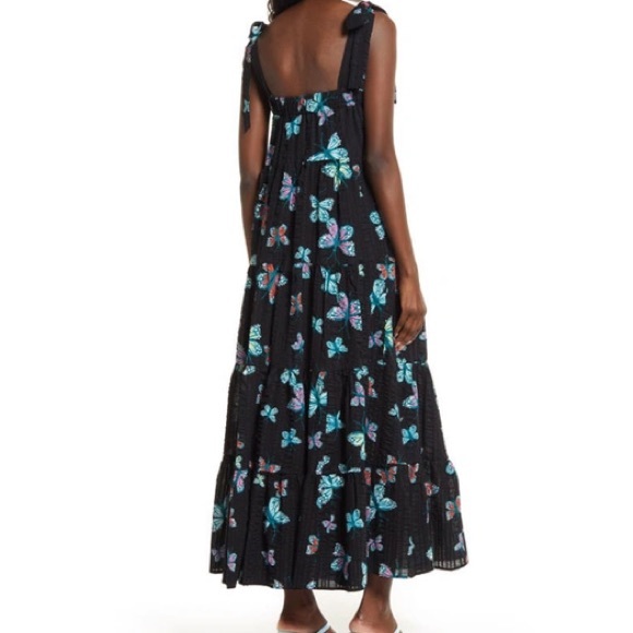 CRISTINA MARTINEZ PRINT TIERED SUNDRESS IN BLACK BUTTERFLY BEAUTY SIZE 3X - Picture 2 of 10